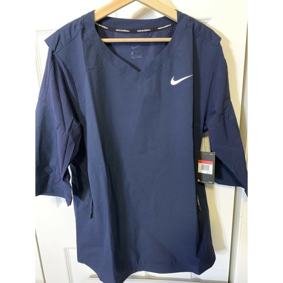New $85 Nike Hot Baseball Jacket Short‎ Sleeve Mens Sz L 897383-419 Dark Blue